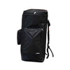 Mercian HOGE126GK black goalkeeper hockey backpack angled front view with external zip pocket and padded shoulder straps.