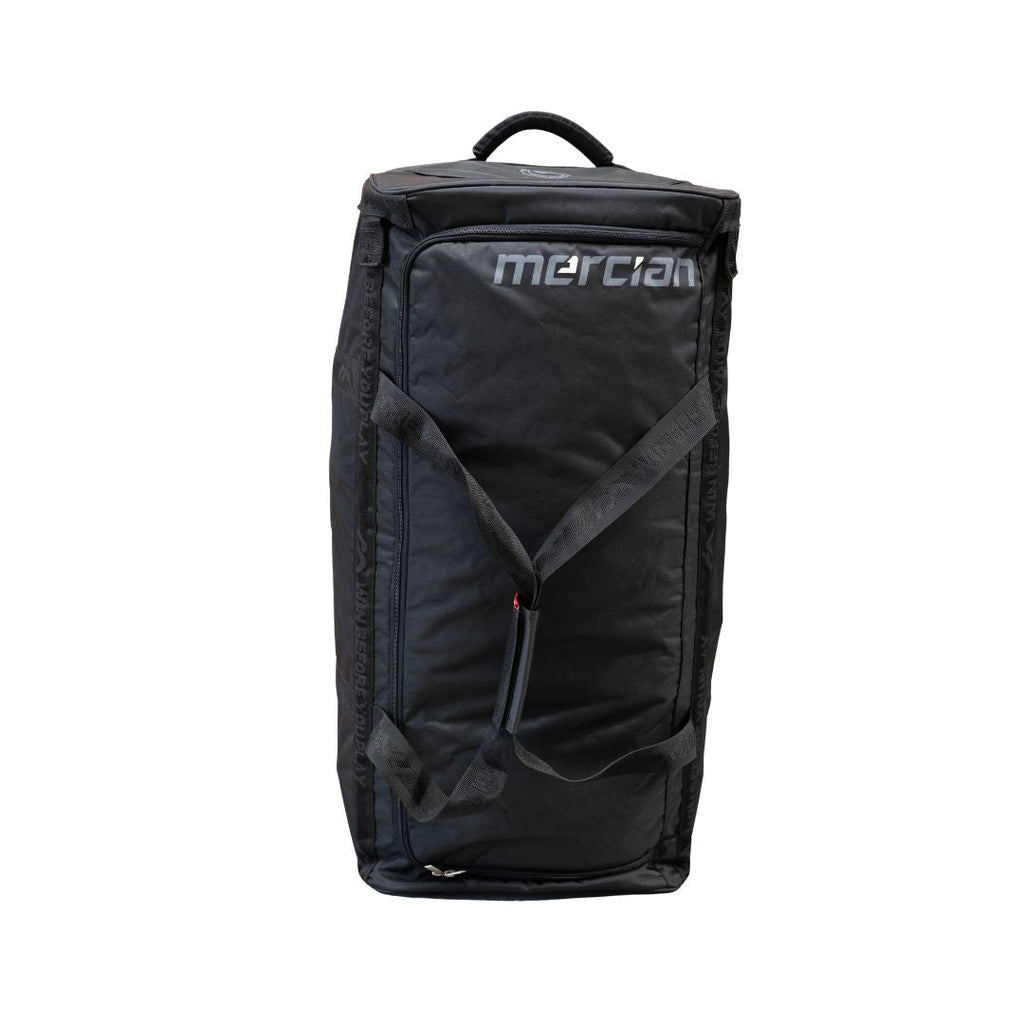 Mercian Genesis 2 goalkeeping wheelie bag front view in black