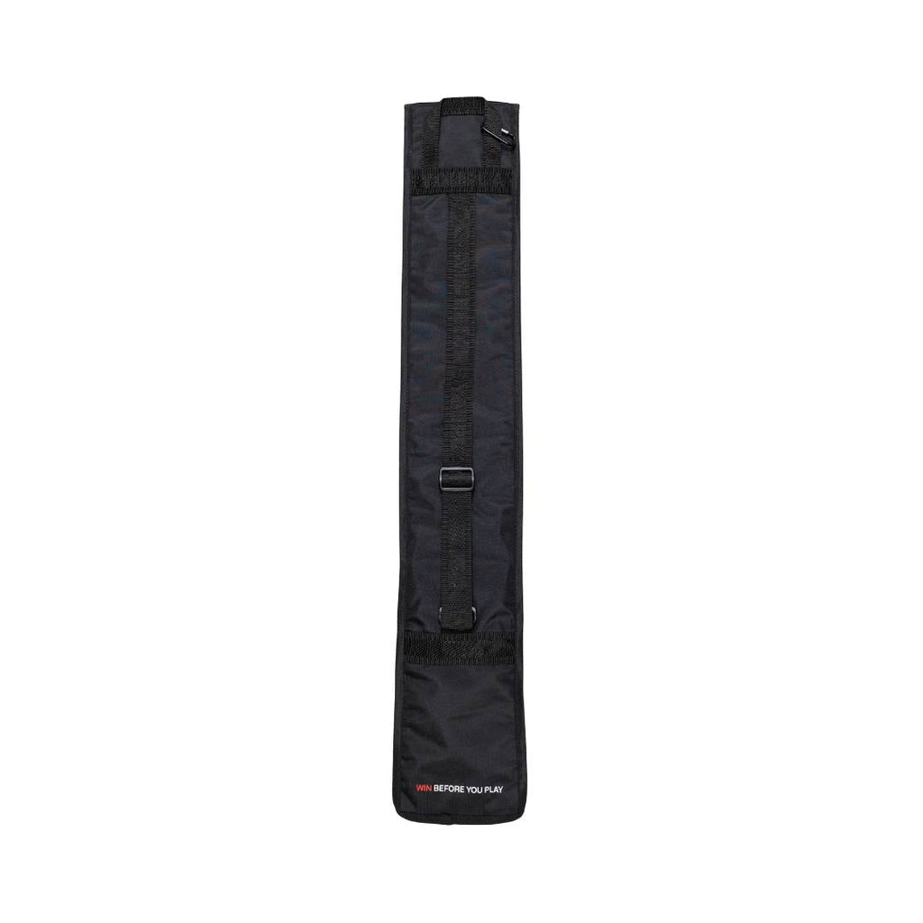 Mercian HOGE426BLK black single hockey stick sleeve rear view with adjustable shoulder strap and reinforced carry handle.