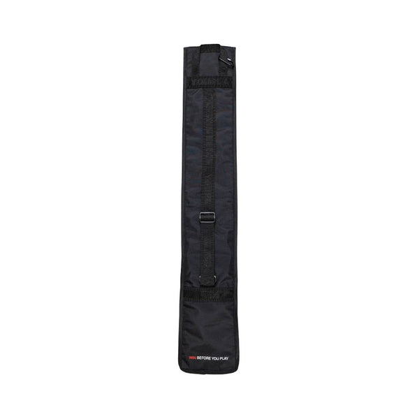 Mercian HOGE426BLK black single hockey stick sleeve rear view with adjustable shoulder strap and reinforced carry handle.