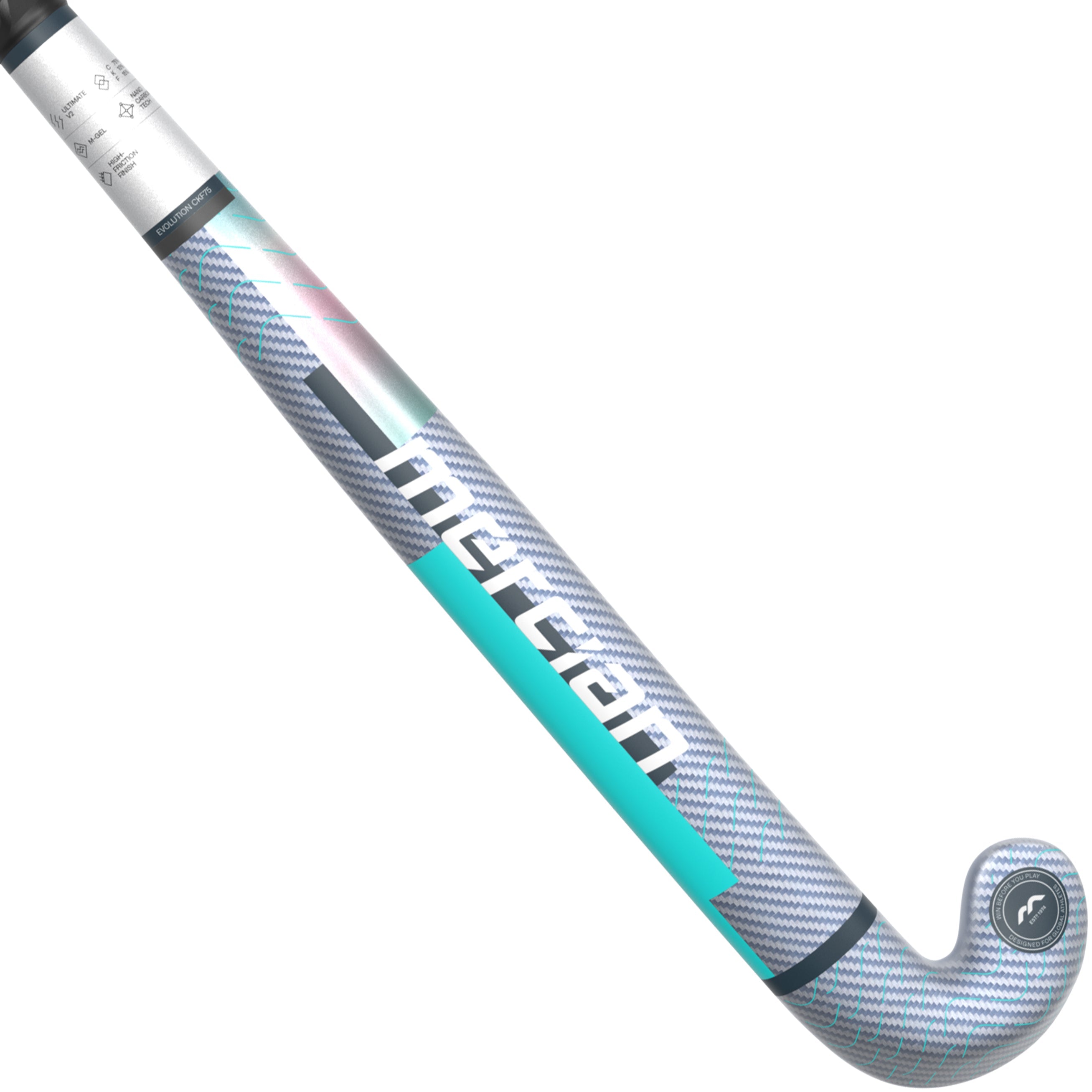 HSEVCKF7525ULT Hockey Stick EVOLUTION CKF75 UltimateV2_Teal_Flat Back HALF