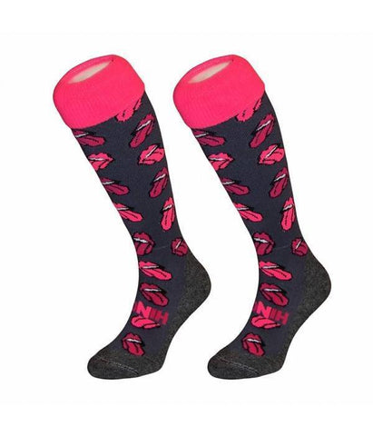 Hingly Hockey Socks Lips Mixed - Lips on a dark grey sock