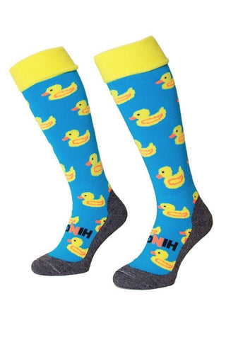 Hingly Hockey Socks Ducks - Yellow ducks on a sky blue sock