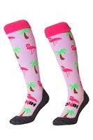 Hingly Hockey Socks Flamingo - Pink Flamingos on a light pink sock