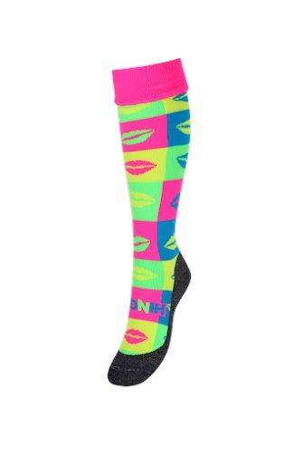 Hingly Hockey Socks Lips Art - Different coloured lips on a multi-coloured sock