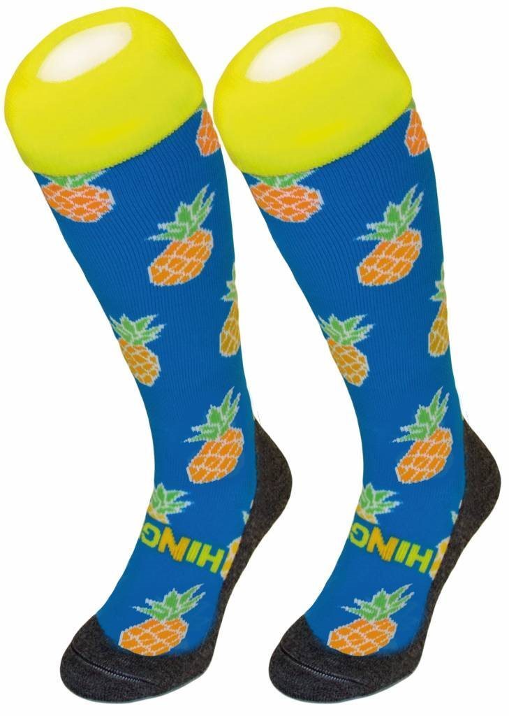 Hingly Hockey Socks Pineapple - Pineapple on a blue sock